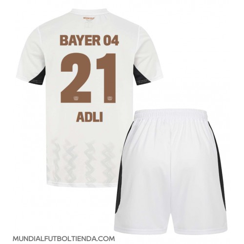 Camiseta Bayer Leverkusen Amine Adli #21 Segunda Equipación Replica 2024-25 para niños mangas cortas (+ Pantalones cortos)